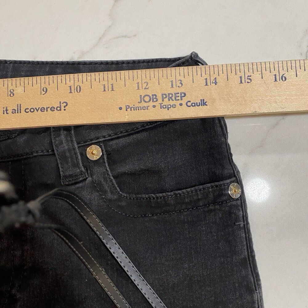 True Religion Womens 31 Moto Super Skinny Jeans Faded Black Zip Pockets Stretch - Picture 12 of 14